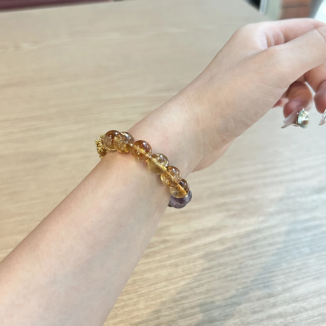 双向奔赴紫水晶10mm+黄塔晶10mm 天然水晶 简约百搭 时尚单品
