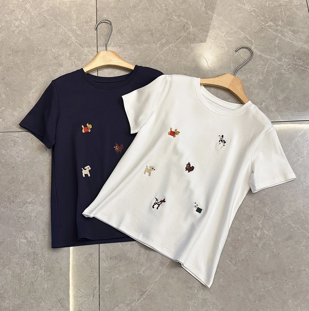 【阿巧家】重工刺绣休闲百搭韩版显瘦T恤6293