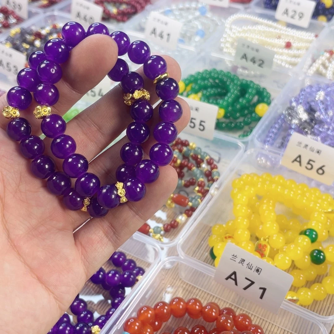 檀香紫檀（小叶紫檀）手串银S925镀金镶嵌