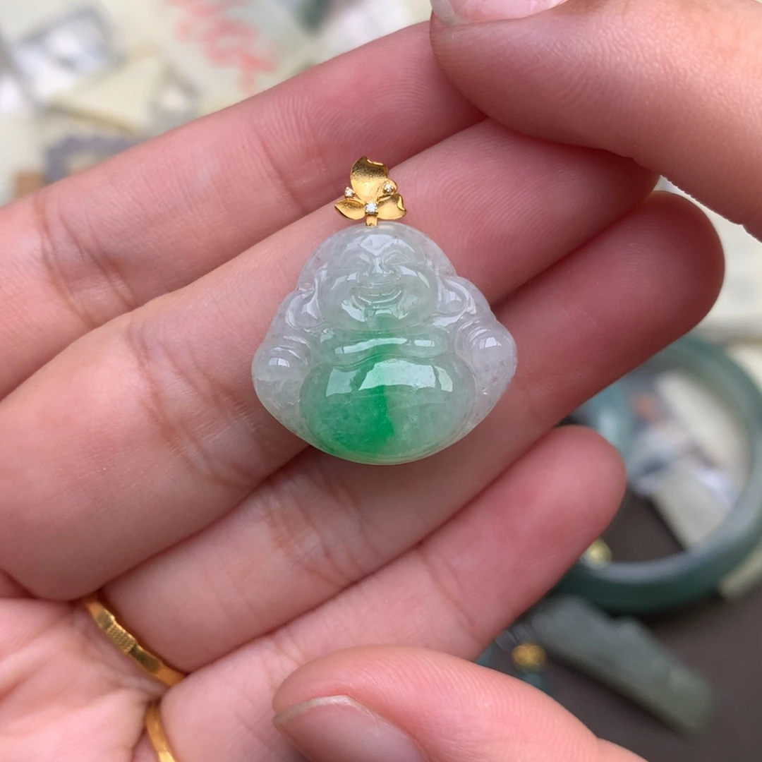 【闪购商品】翡翠挂件18K金镶嵌一