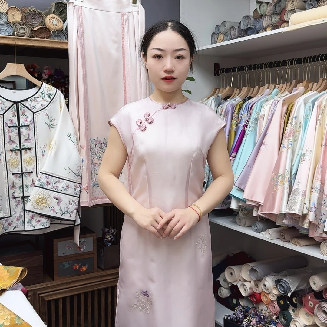 特炸旗袍 真丝欧根纱