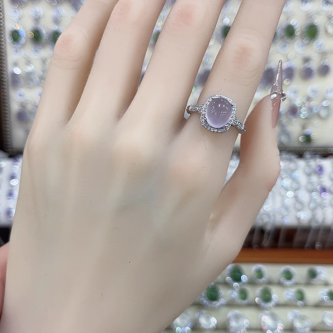 萤石戒指银S925镶嵌