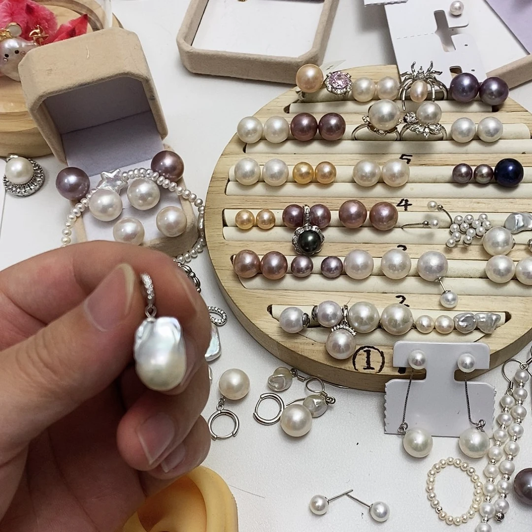 淡水珍珠万能扣巴洛克吊坠银S925镶嵌