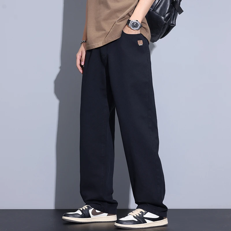 Kuvine2025春季新款休闲裤男士宽松直筒百搭阔腿垂感潮牌痞帅长裤