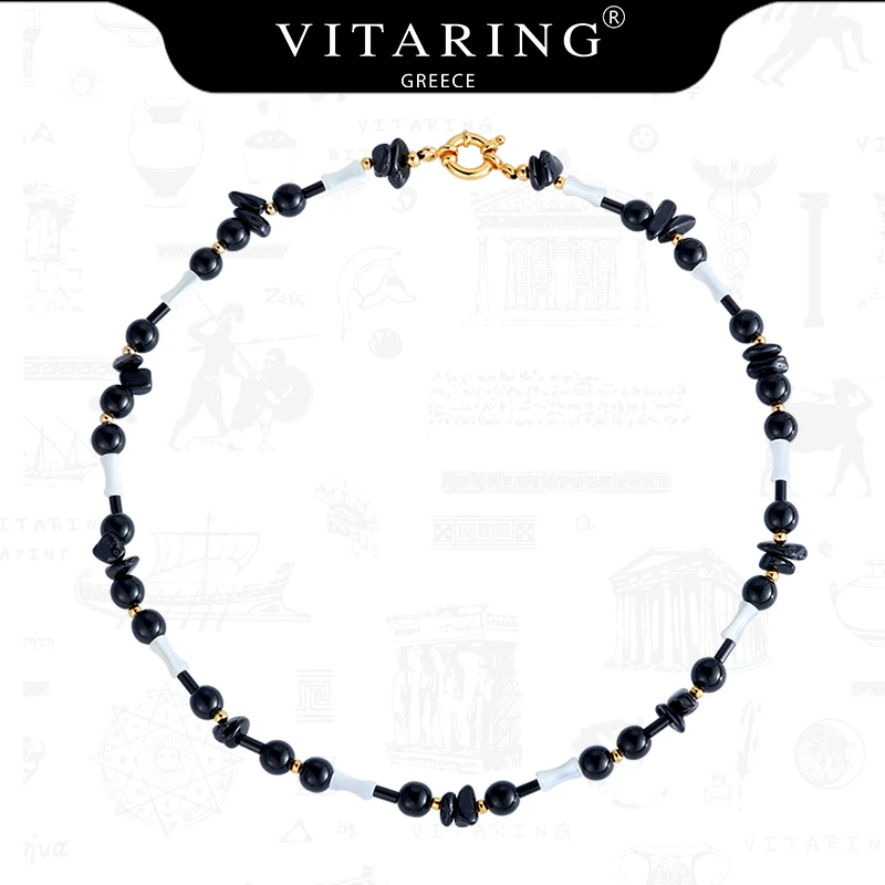 合金项链 VITARING项链女黑白配色锁骨链原创小众设计