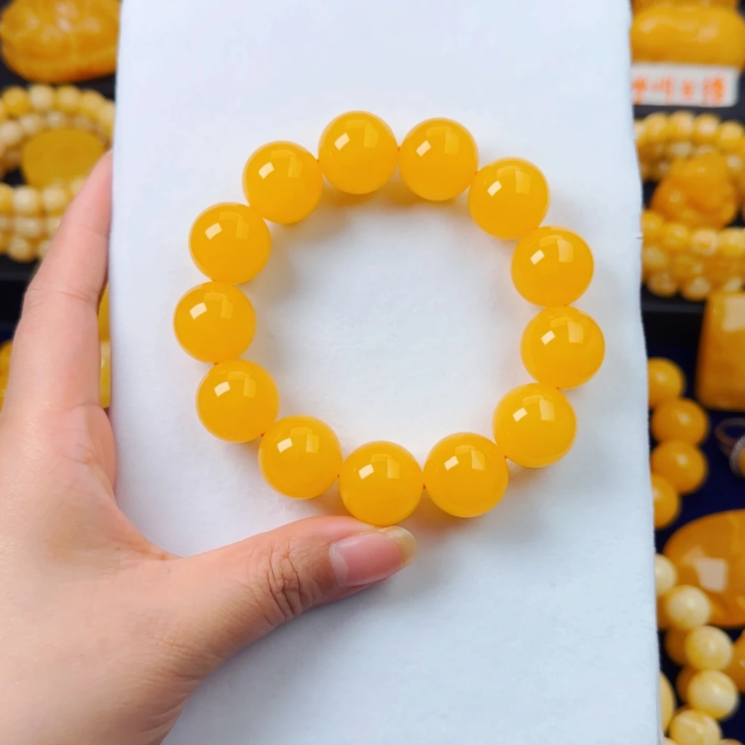 蜜蜡颈饰未镶嵌满蜡橘色同料18