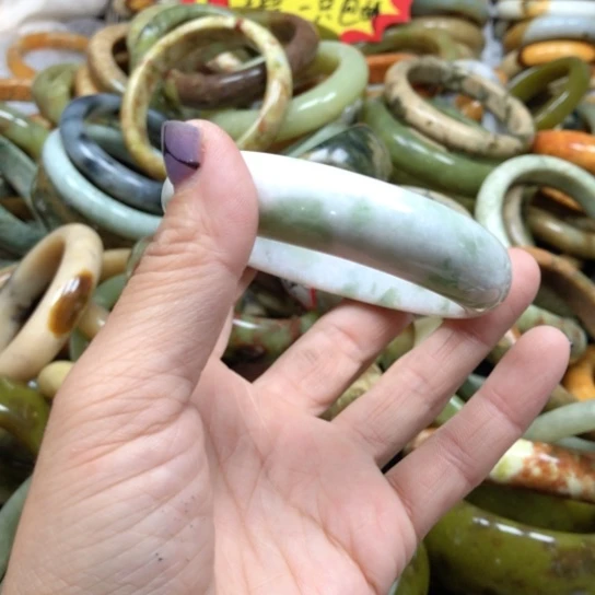 未镶嵌蛇纹石玉手镯小***创