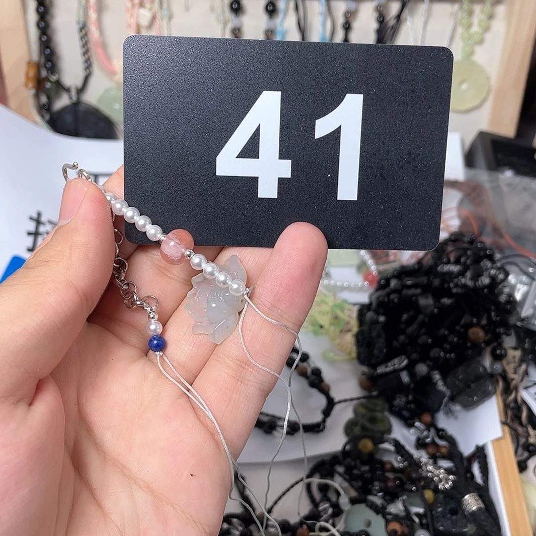 蛇纹石玉手链合金小*圆