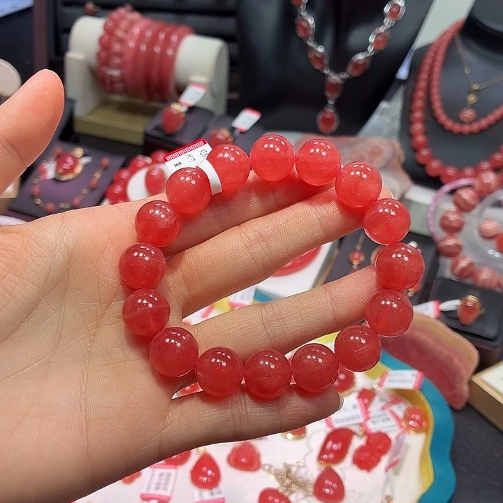 菱锰矿（红纹石）未镶嵌手绳