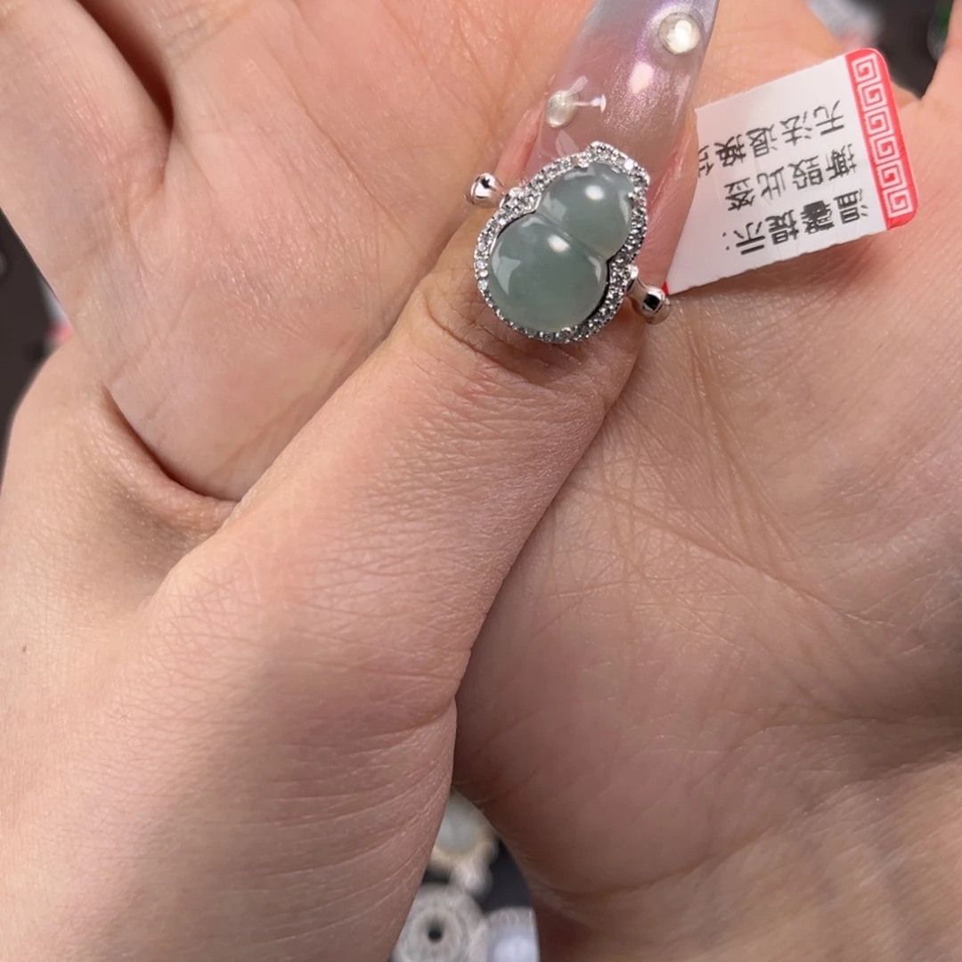 翡翠戒指银S925镶嵌696999