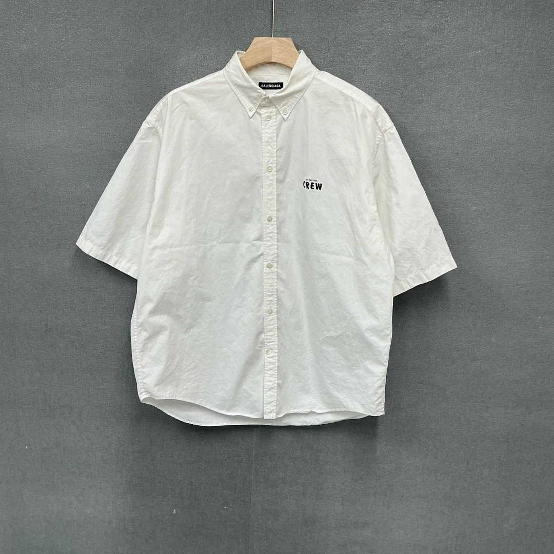 99新 Balenciaga/巴黎世家 CREW印花衬衫短袖 99新38码 3535