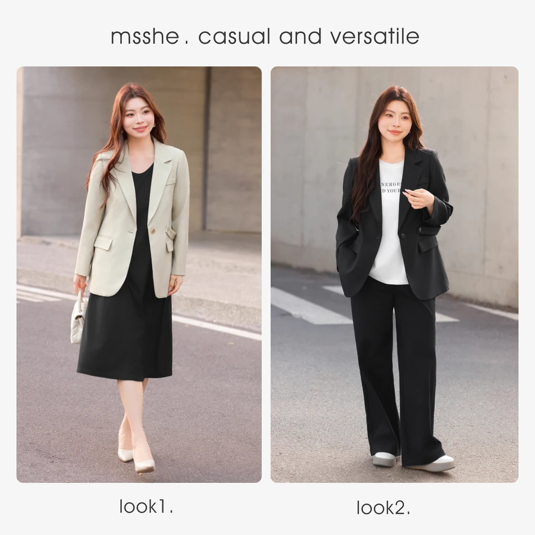 【设计感开叉西装外套】MsShe大码女2025流光风职业通勤A~H2502004