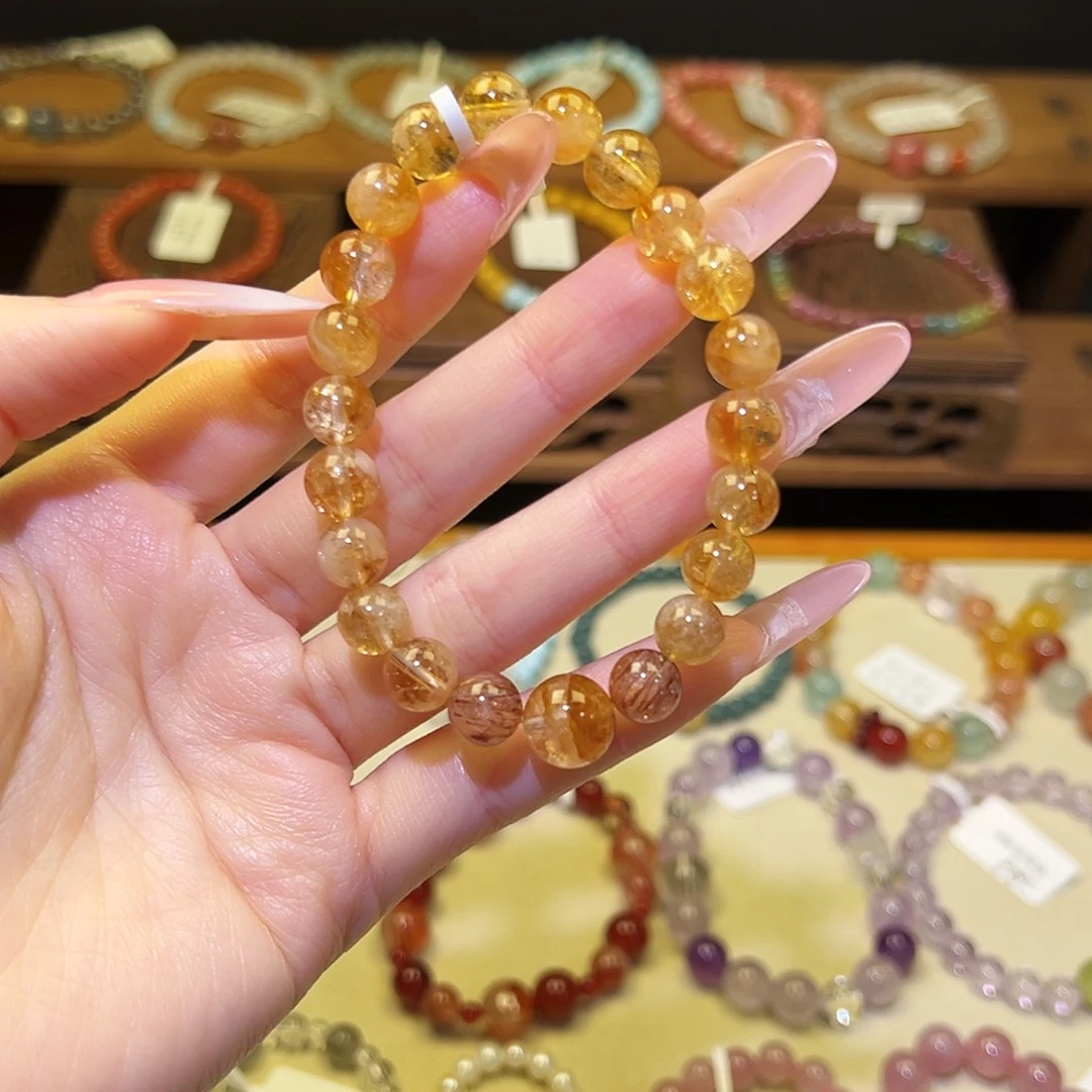 银S925镀金镶嵌水晶手串黄1185