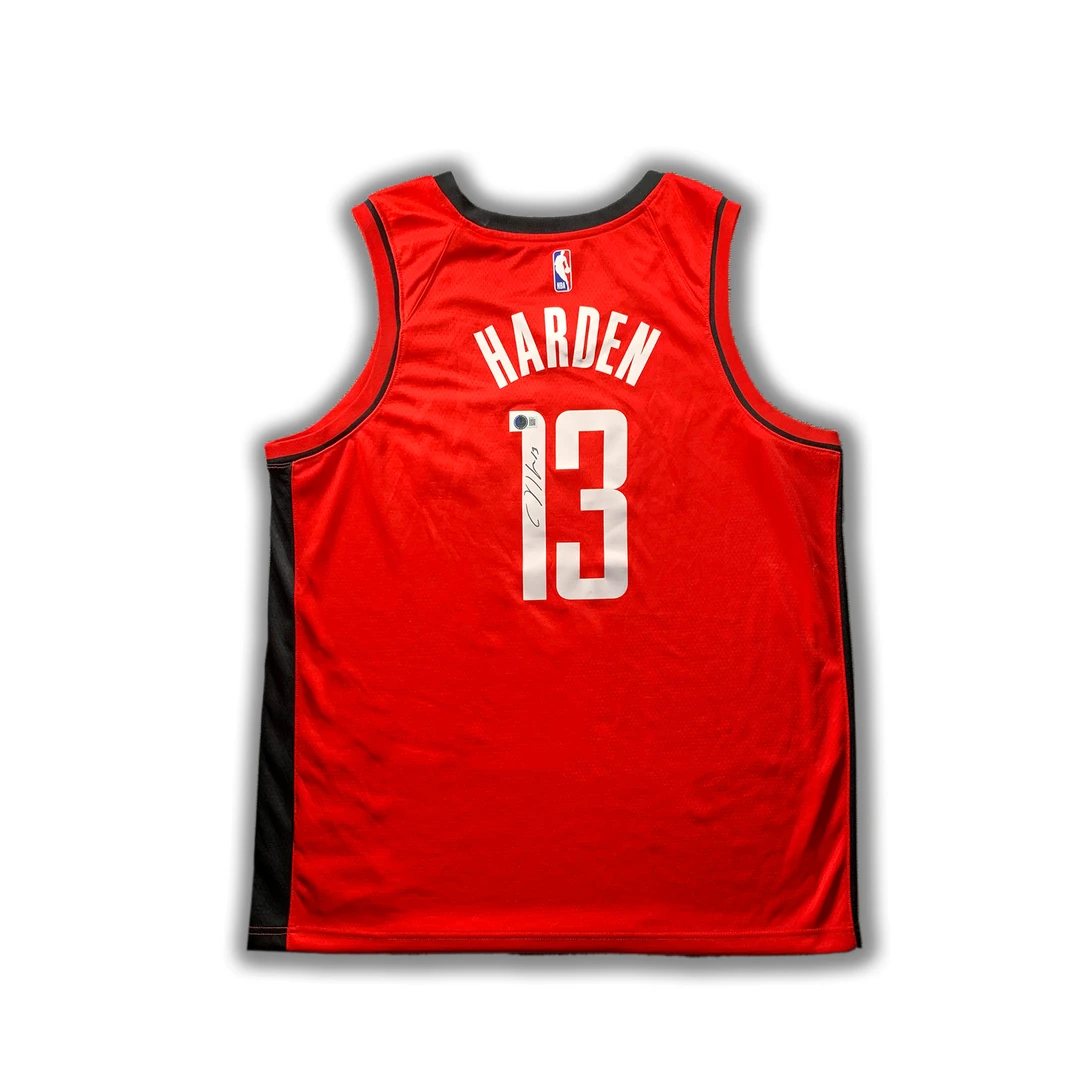 【臻签体育】詹姆斯哈登亲签火箭19-20客场红sw球衣收藏（BK大证书）