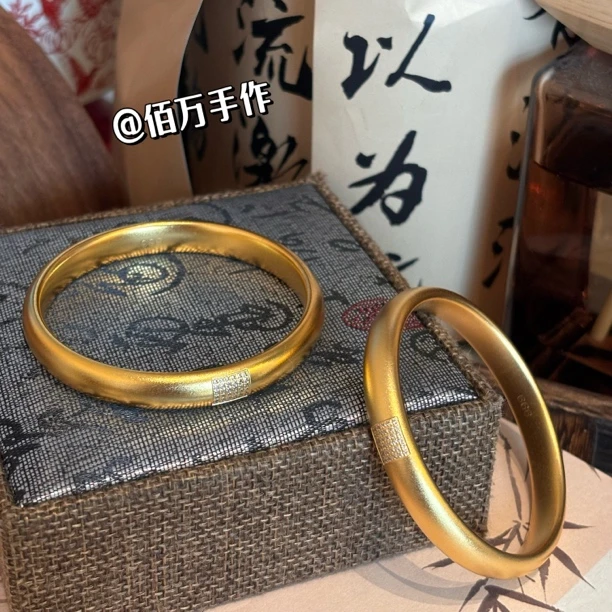 铜合金手镯 【佰万手作】铺铺款古法磨砂“点钻”手镯