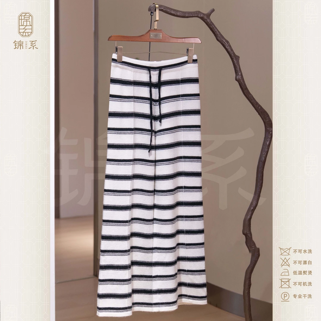 【锦系】羊绒新中式国风松紧腰阔腿裤K-34055-RC