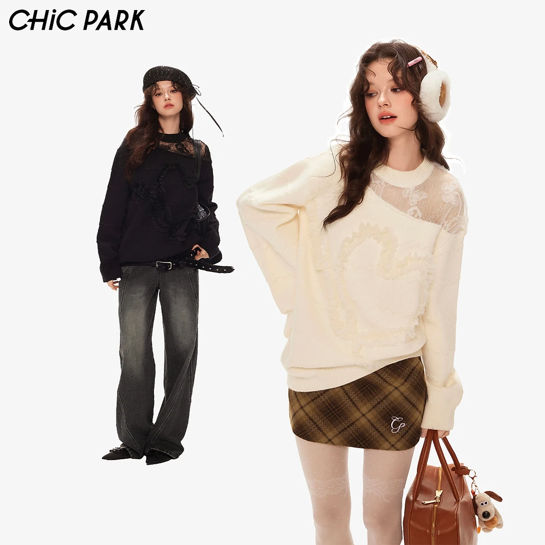 【小呆鸟专享】CHiCPARK甜美淑女慵懒风镂空毛衣EAE082