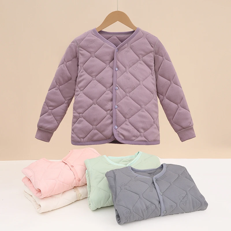 蚕丝羊毛加厚棉袄校服神器儿童内胆棉衣秋冬三层夹棉内穿外套棉袄