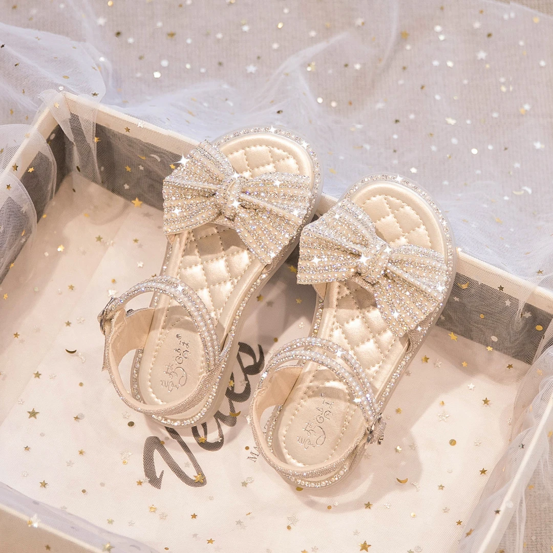女童公主凉鞋2025夏季新款软底钻石小童宝宝中大童洋气儿童鞋子