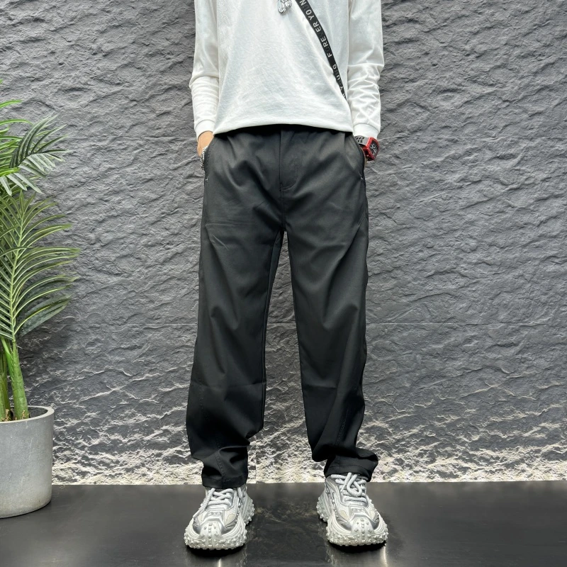 2025新款男士秋季百搭时尚纯色宽松弯刀裤秋宽松高腰男士纯色长裤