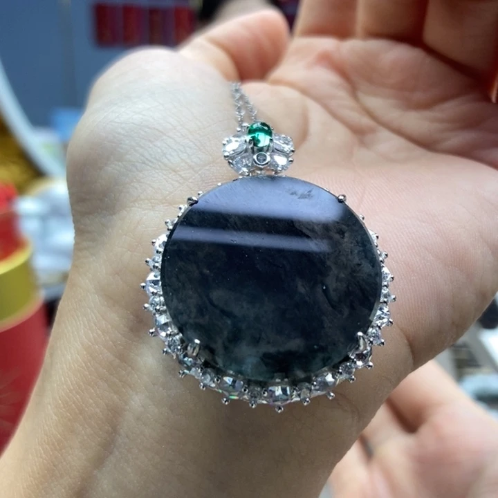 翡翠银S925镶嵌颈饰吊坠57