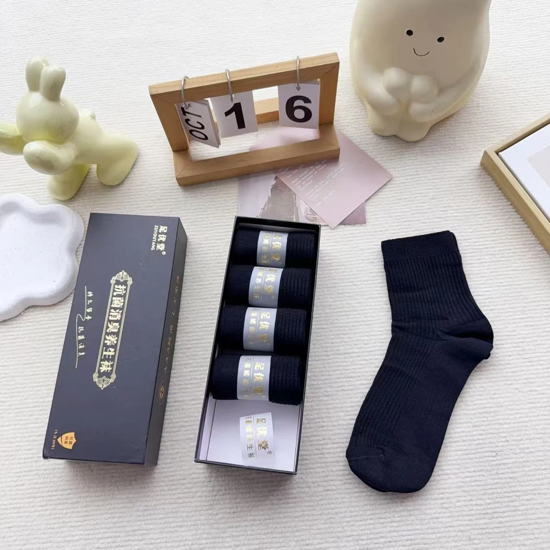 ZYT0001-1 一盒五双常规男吸汗中筒袜夏季中筒吸湿排汗休闲风