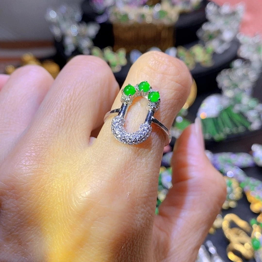 吊坠(不含链)银S925镶嵌翡翠