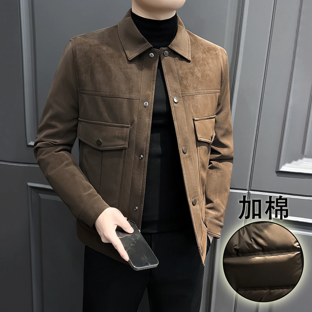 鹿皮绒夹克外套男款冬季成熟痞帅男装秋冬高级感保暖修身男士上衣