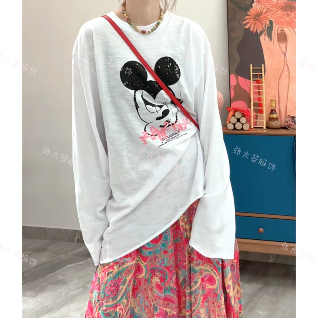 长袖印花图案T恤宽松春秋休闲卡通减龄