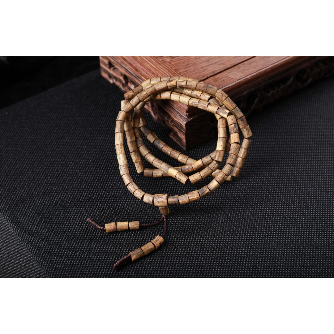 A208 文莱沉香桶珠多圈手串 13.59g