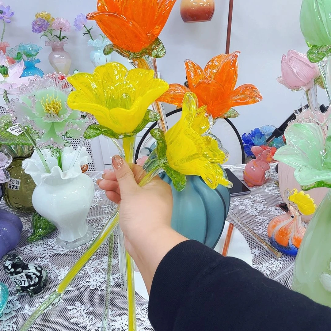 3朵送一个掉叶瑕安妮家花瓶花器摆件