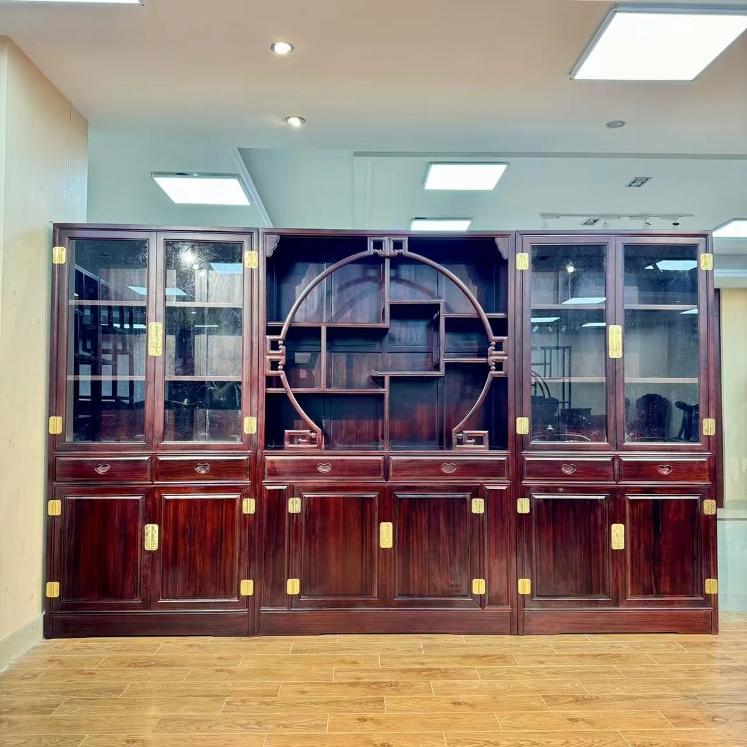 3组合（长3.25米深0.36高1.98米）酸枝木书柜博古柜博古架多