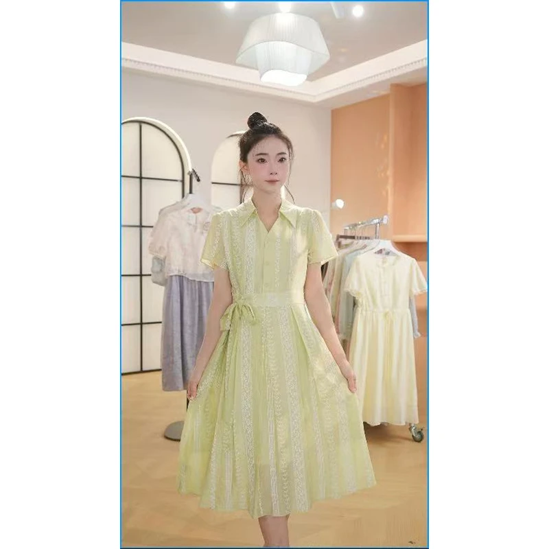 M1108 夏季新款高档洋气新中式收腰显瘦气质妈妈连衣裙女时尚