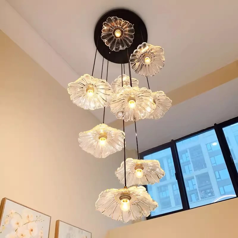 现代简约旋转楼楼梯间灯长吊灯loft公寓别墅复式楼创意艺术设计师