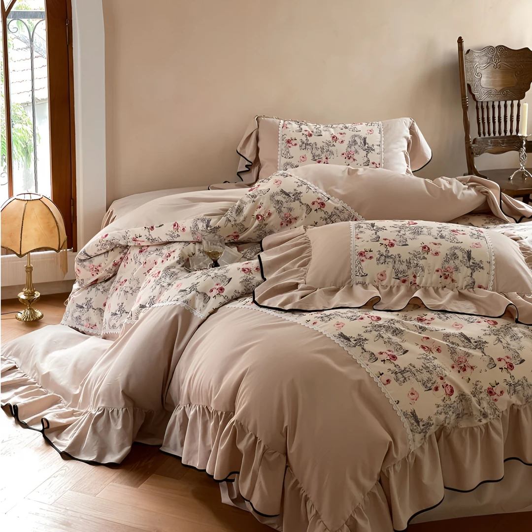 【磨毛套件】 | 卢浮假日 全棉长绒棉磨毛数码印花款四件套床上用品