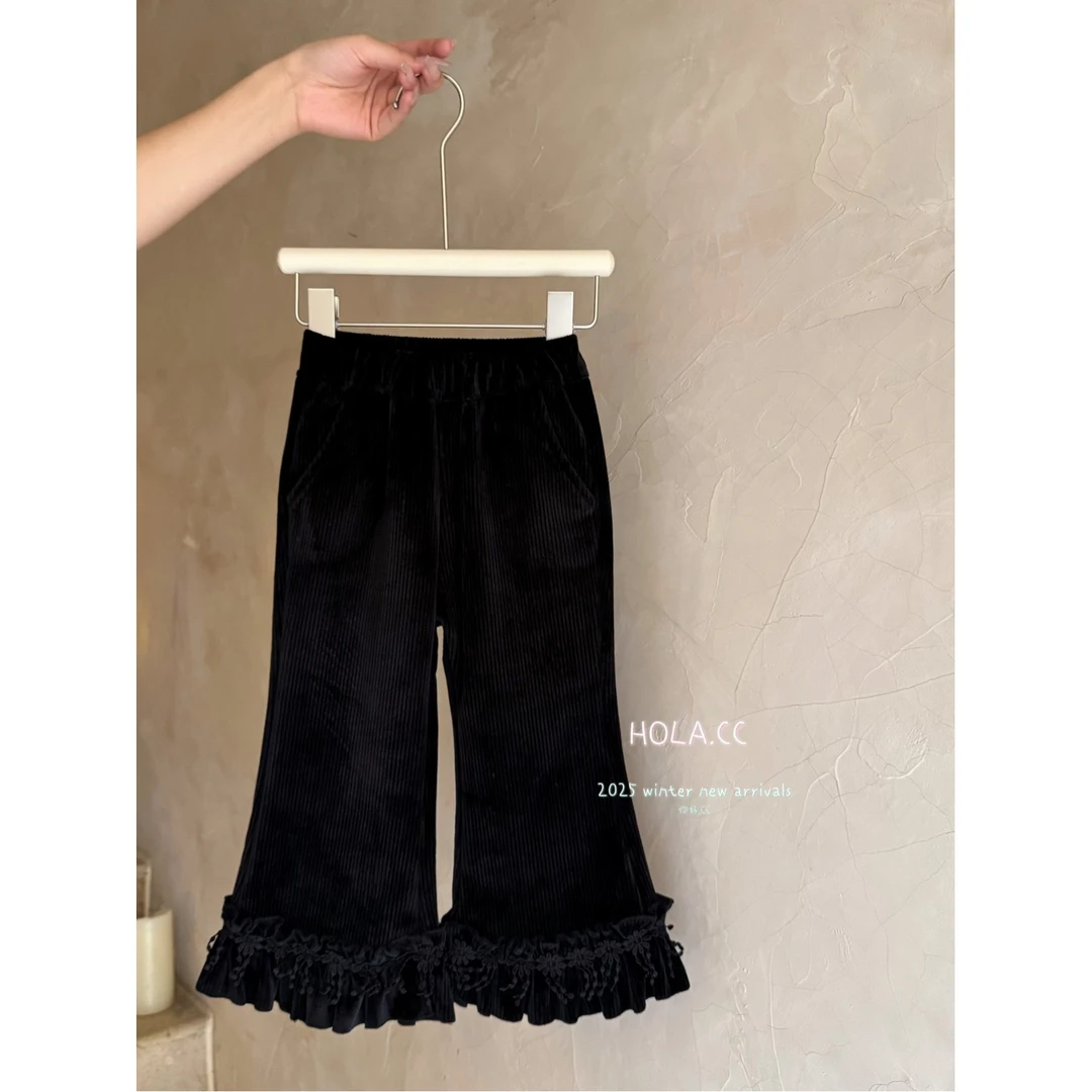 【百搭神裤】HOLA.CC·25冬~加绒花边喇叭裤6608（童装汉服）