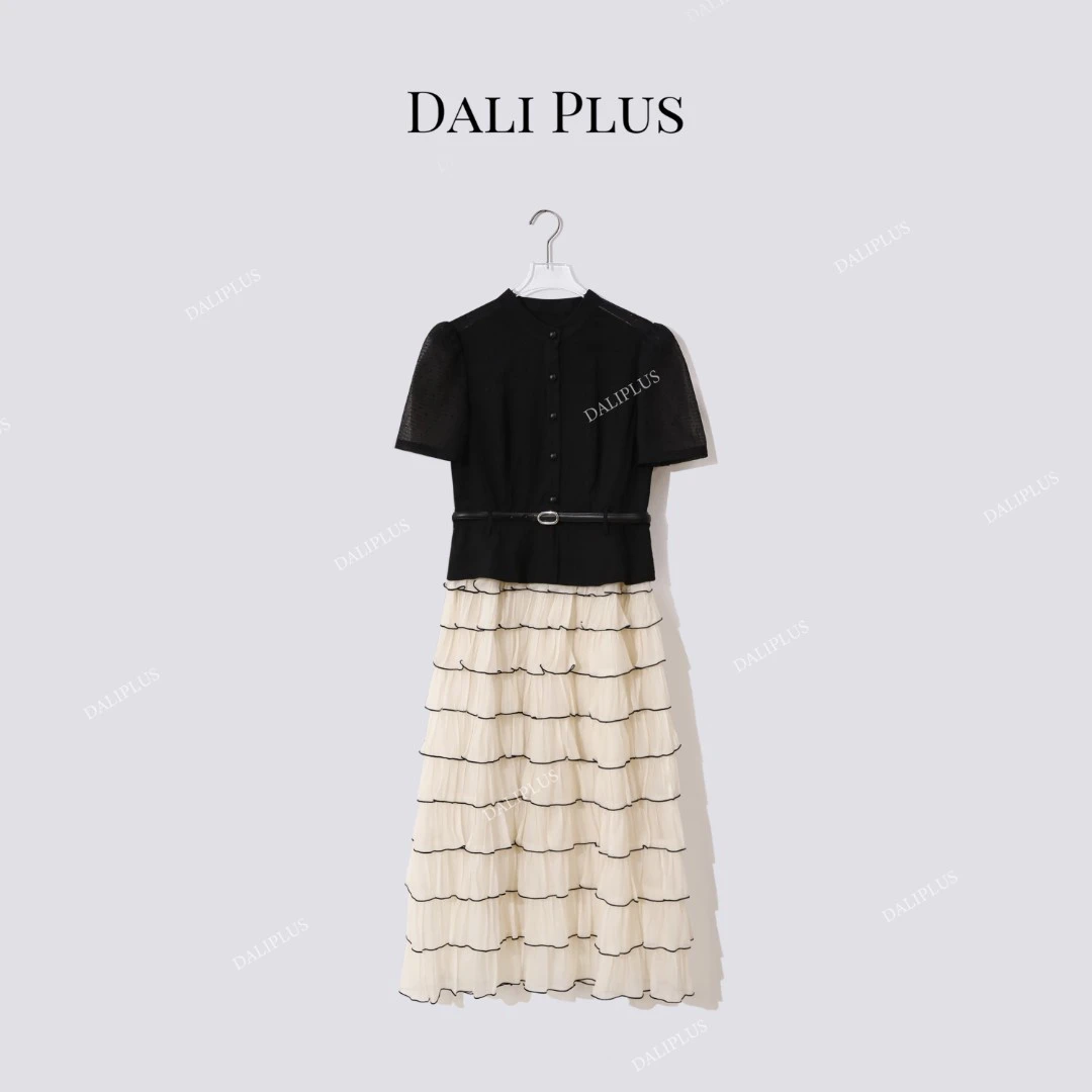 DALI PLUS“千层蛋糕连衣裙”假两件收腰轻礼服裙-D5XH0059