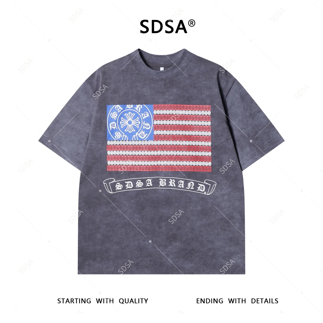 夏季高级感新款男士撞色十字字母印花短袖T恤休闲时尚圆领上衣