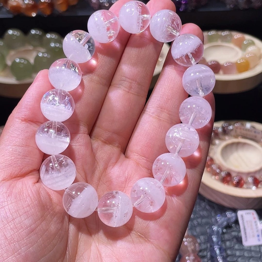 水晶手链未镶嵌白幽灵手链，晶体通透