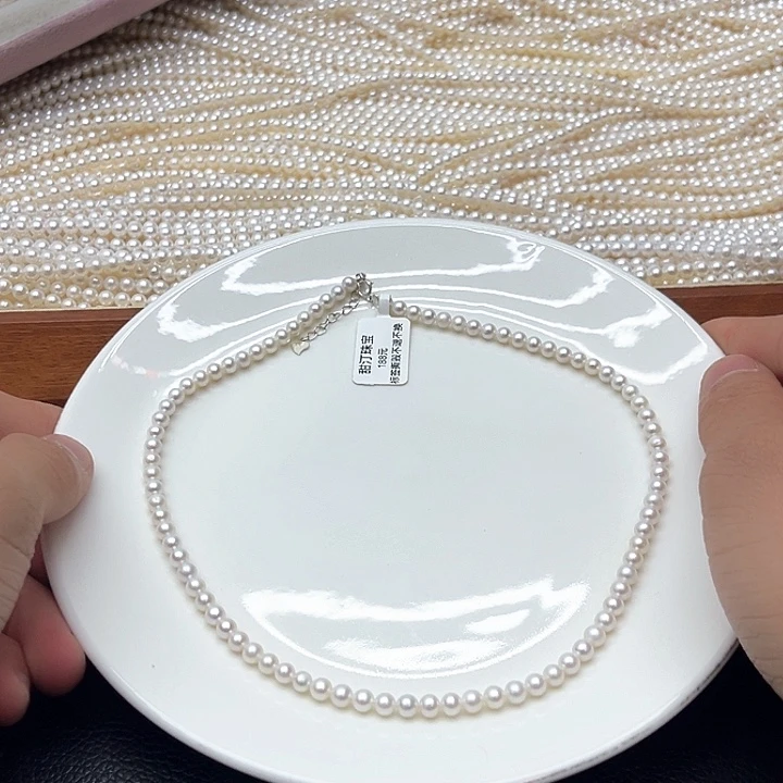 淡水珍珠天然珍珠项链银S925镶嵌3