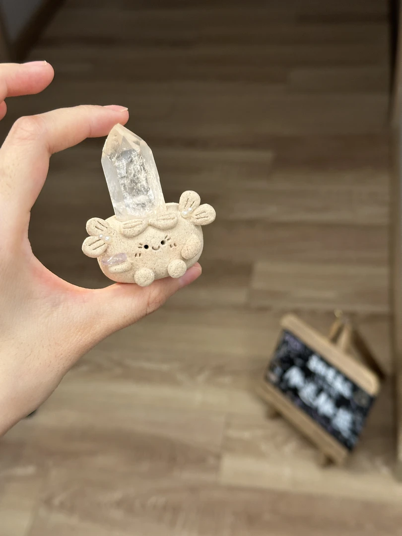 水晶小豆丁可爱白水精柱