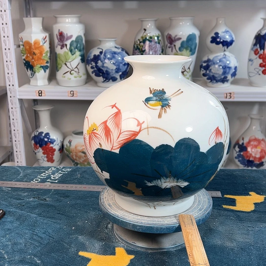 摆件景德镇陶瓷石荷鸟