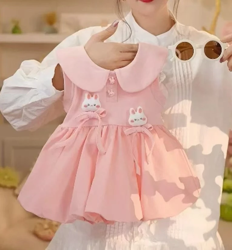 【可爱小兔1002】女童夏季韩版娃娃领花苞裙2025新款女宝洋气polo裙