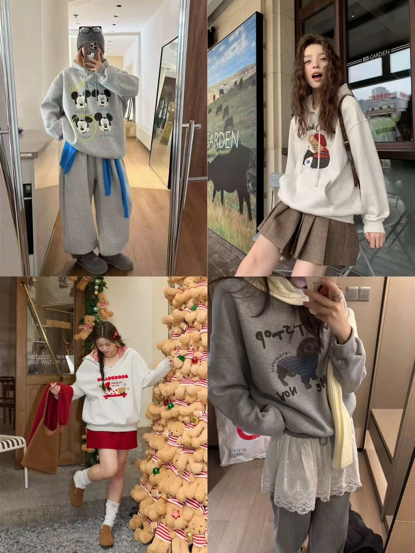 12-16韩系字母印花慵懒风休闲运动套装女秋冬高级减龄时尚两件套