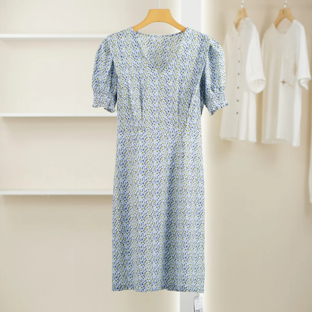 麦迪尚品【安】5051655 小清新碎花V领连衣裙夏季女装品牌折扣