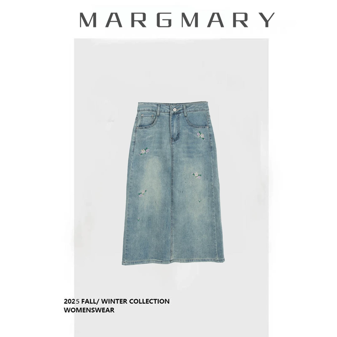 2025设计师新款小花高定穿搭舒适百搭气质牛仔裙