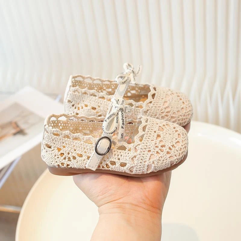 女童编织镂空单鞋子2025夏季新款儿童鞋子小女孩公主鞋豆豆鞋乐福