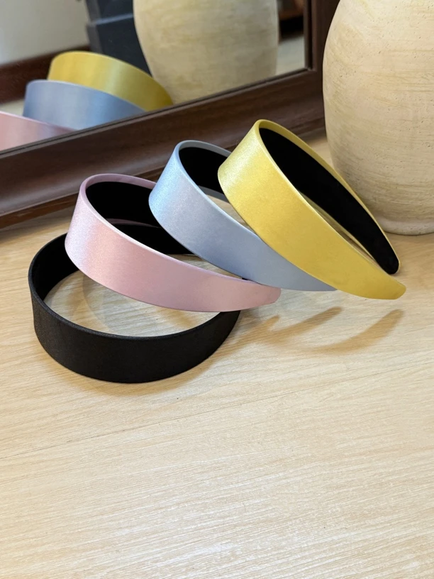 韩系ins博主宽版缎面发箍2025新款甜美气质纯色少女头箍发饰女