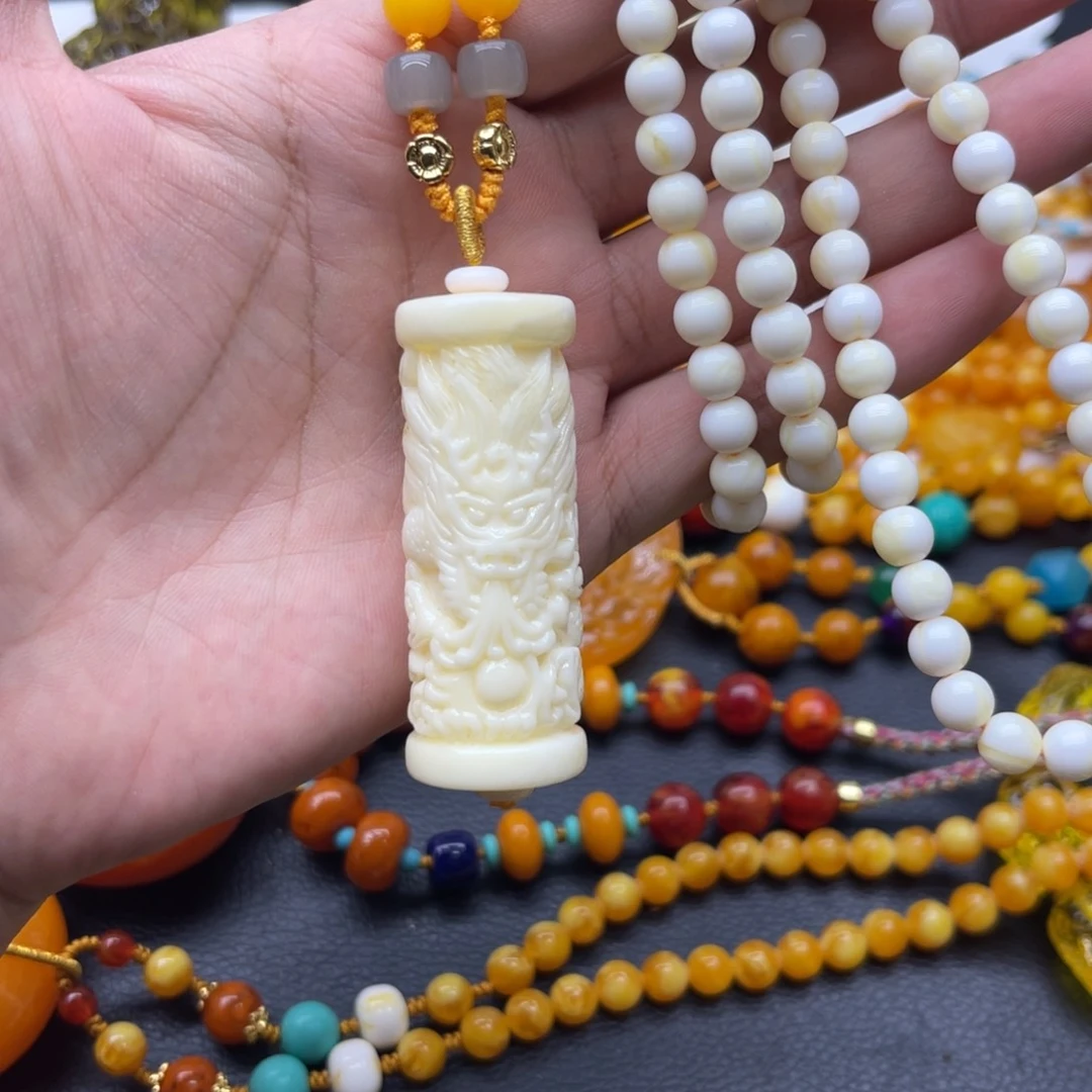 瓷白龙柱吊坠吊坠