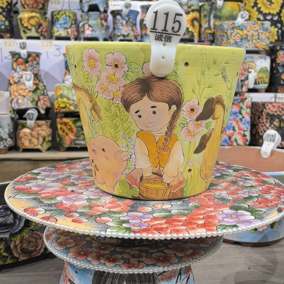 红泥花盆景德镇陶瓷